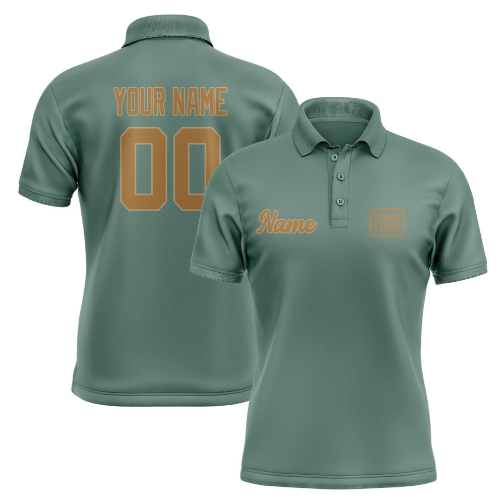 Custom Blue Green Khaki Short-Sleeve Polo Shirt