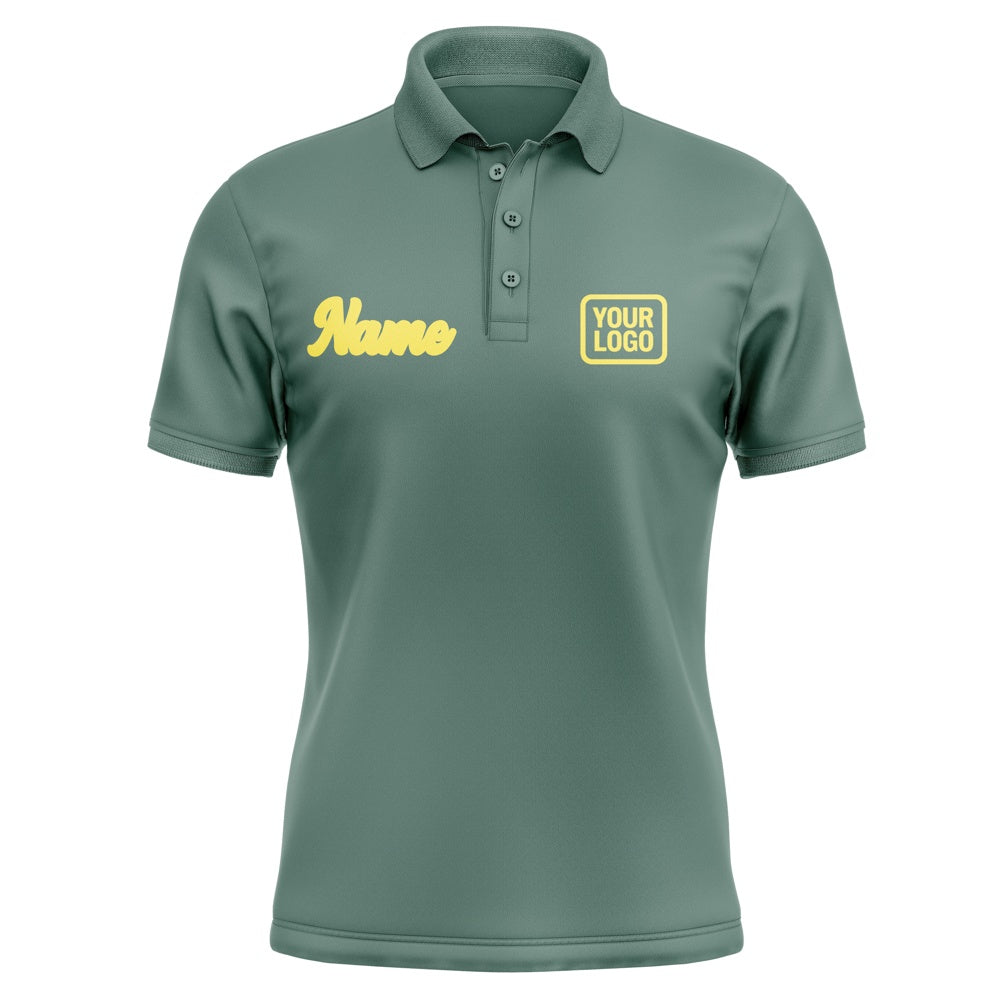Custom Blue Green Light Yellow Short-Sleeve Polo Shirt