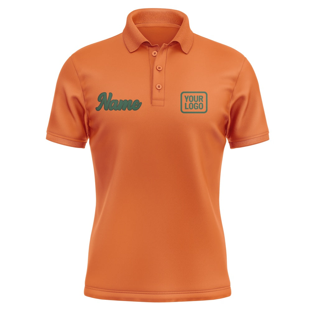 Custom Orange Green Short-Sleeve Polo Shirt