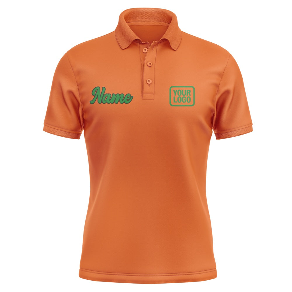 Custom Orange Emerald Green Short-Sleeve Polo Shirt