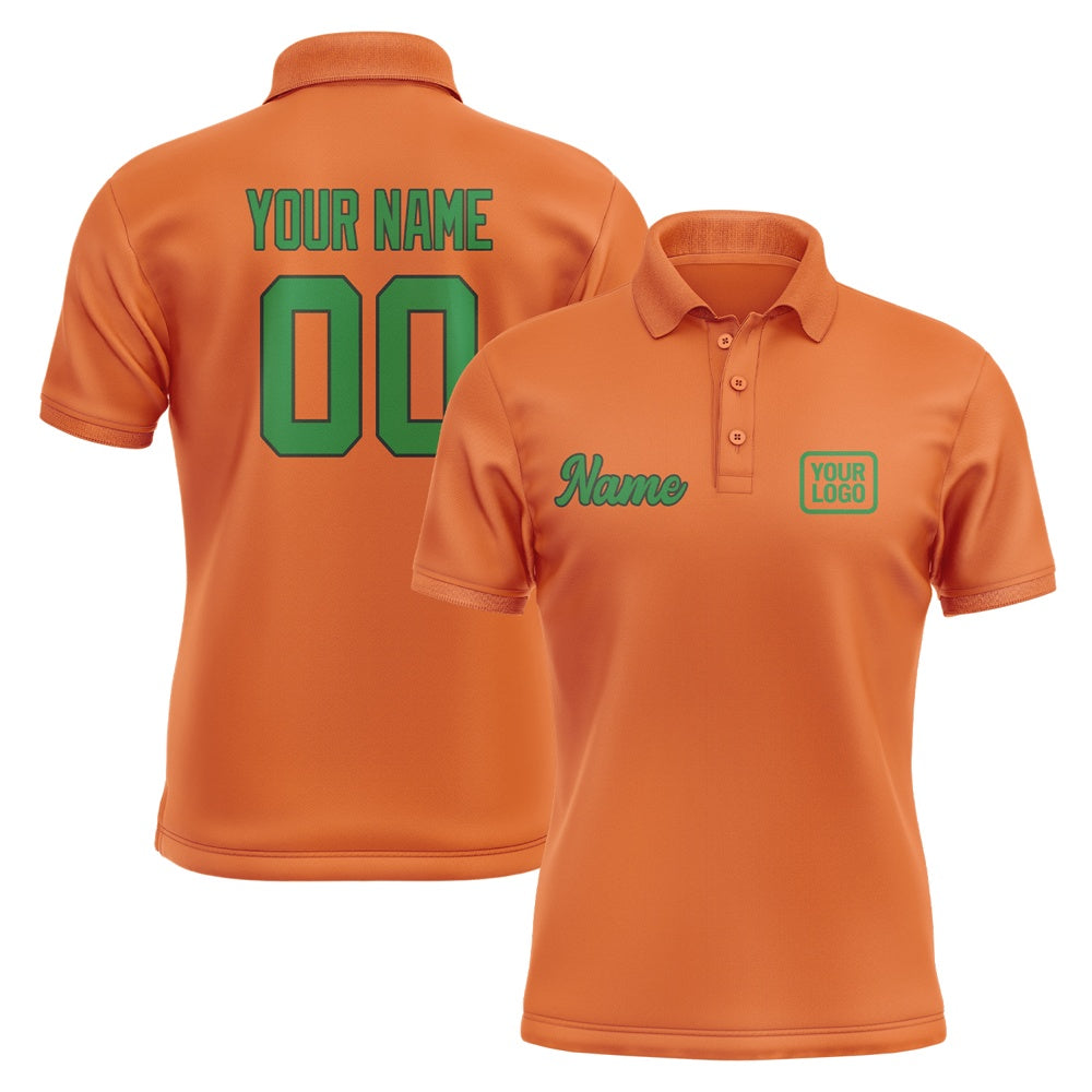 Custom Orange Emerald Green Short-Sleeve Polo Shirt