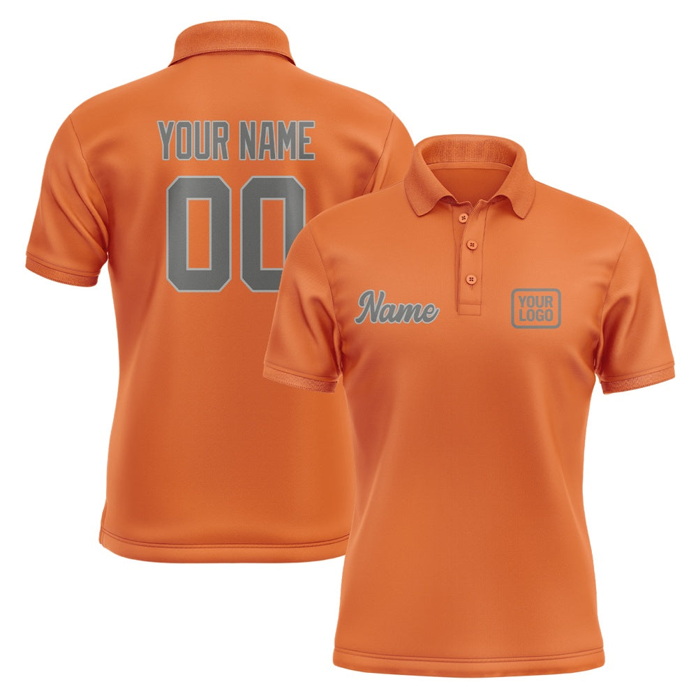 Custom Orange Dark Grey Short-Sleeve Polo Shirt