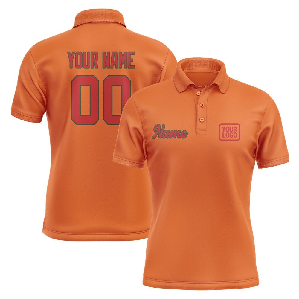 Custom Orange Red Short-Sleeve Polo Shirt