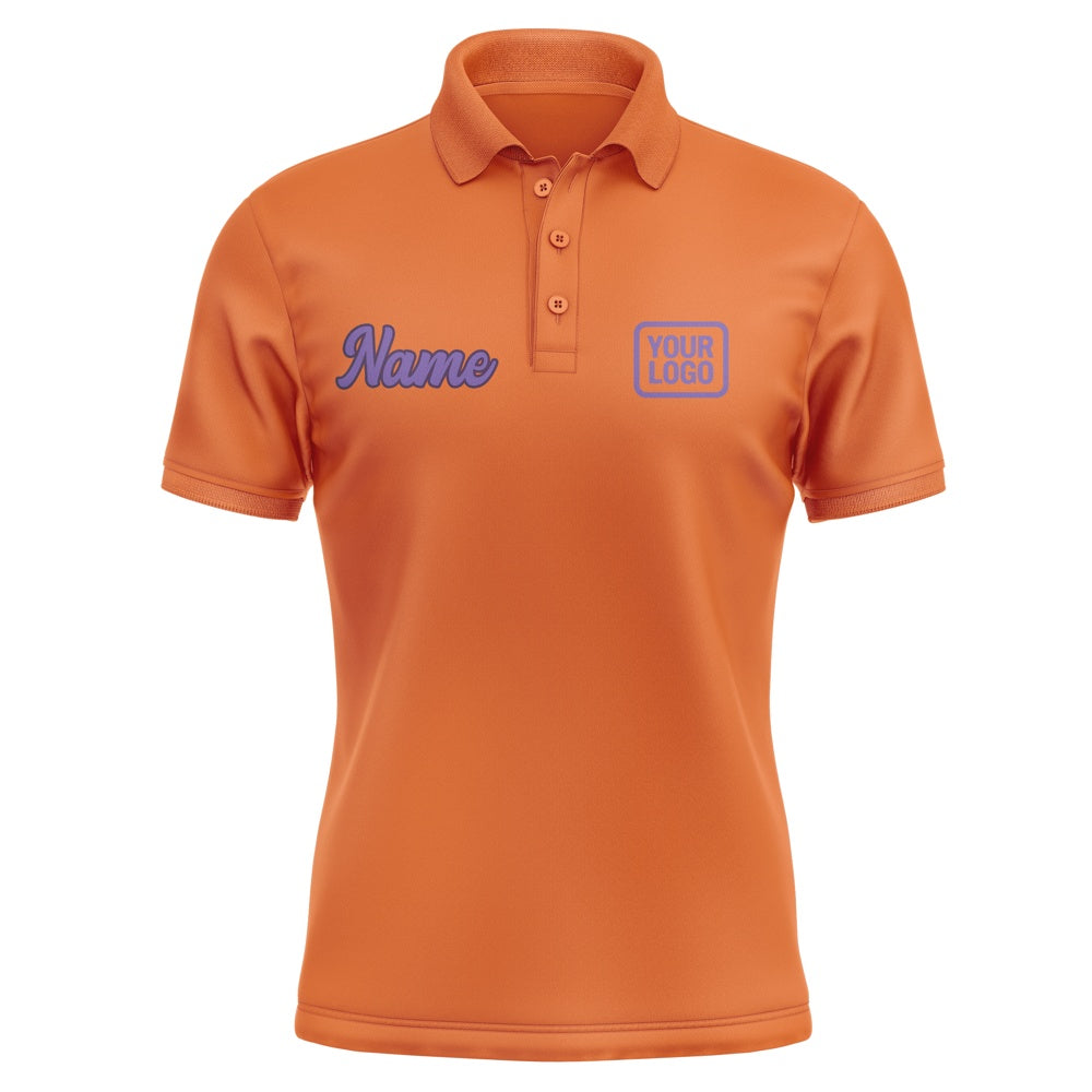 Custom Orange Light Purple Short-Sleeve Polo Shirt