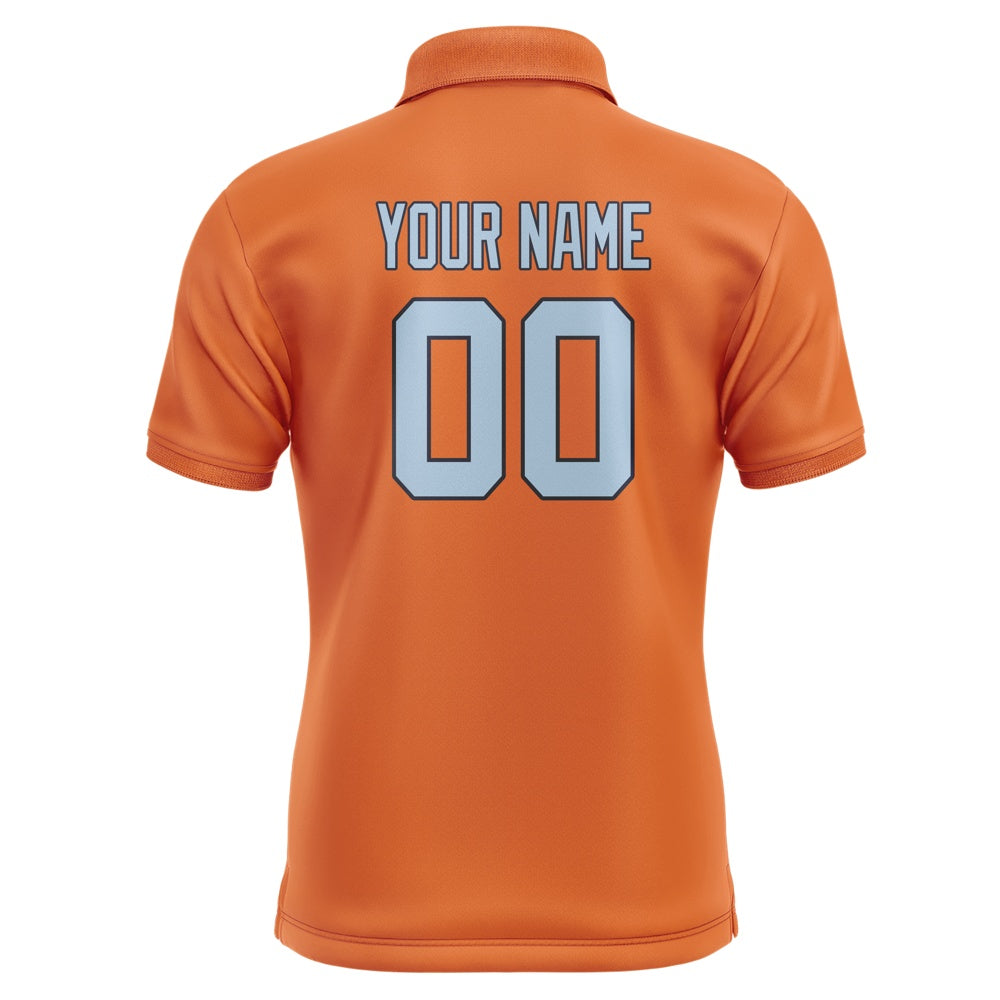 Custom Orange Light Blue Short-Sleeve Polo Shirt