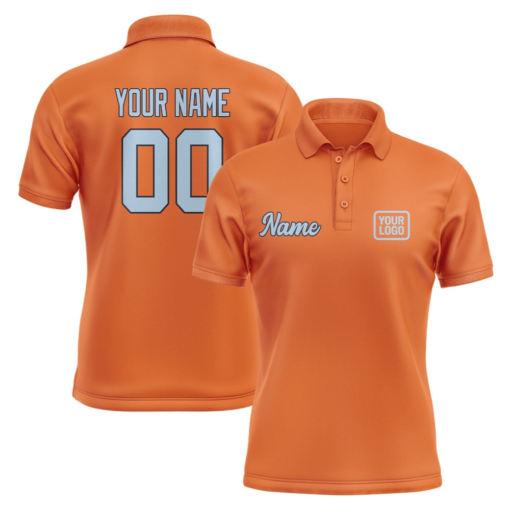 Custom Orange Light Blue Short-Sleeve Polo Shirt