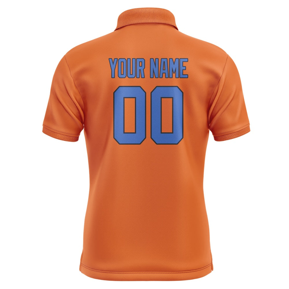 Custom Orange Sky Blue Short-Sleeve Polo Shirt