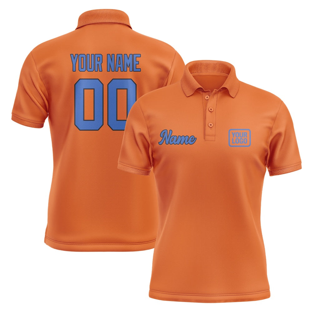 Custom Orange Sky Blue Short-Sleeve Polo Shirt