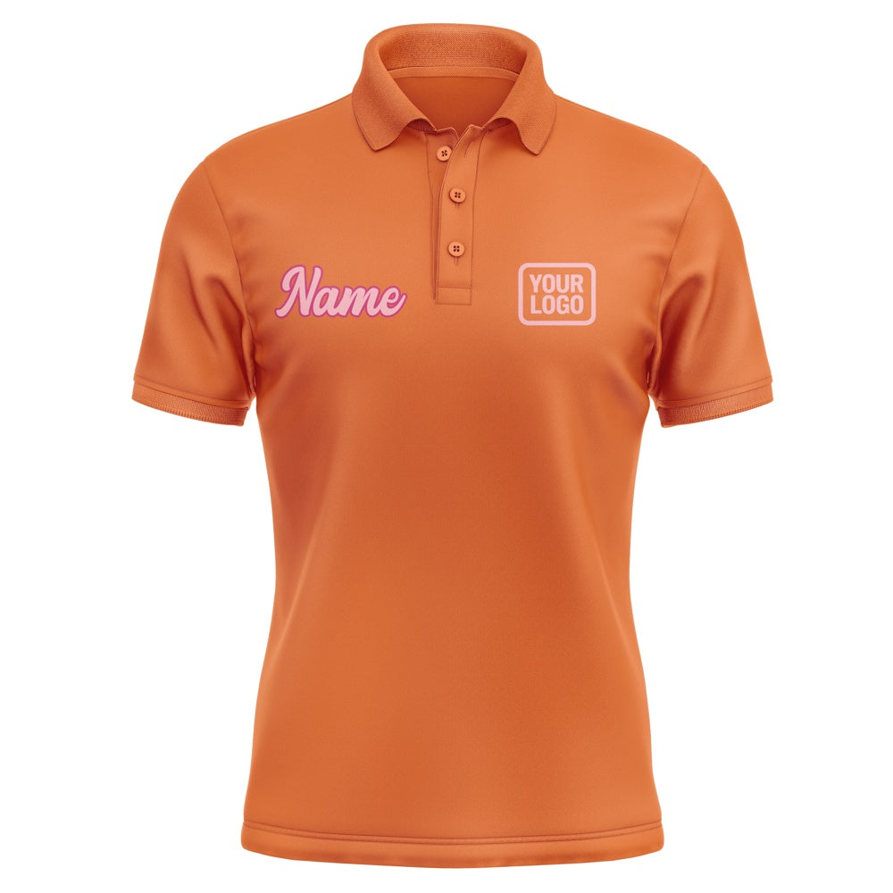 Custom Orange Light Pink Short-Sleeve Polo Shirt