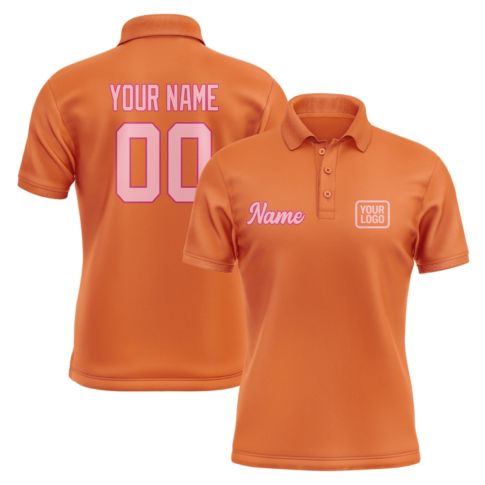 Custom Orange Light Pink Short-Sleeve Polo Shirt