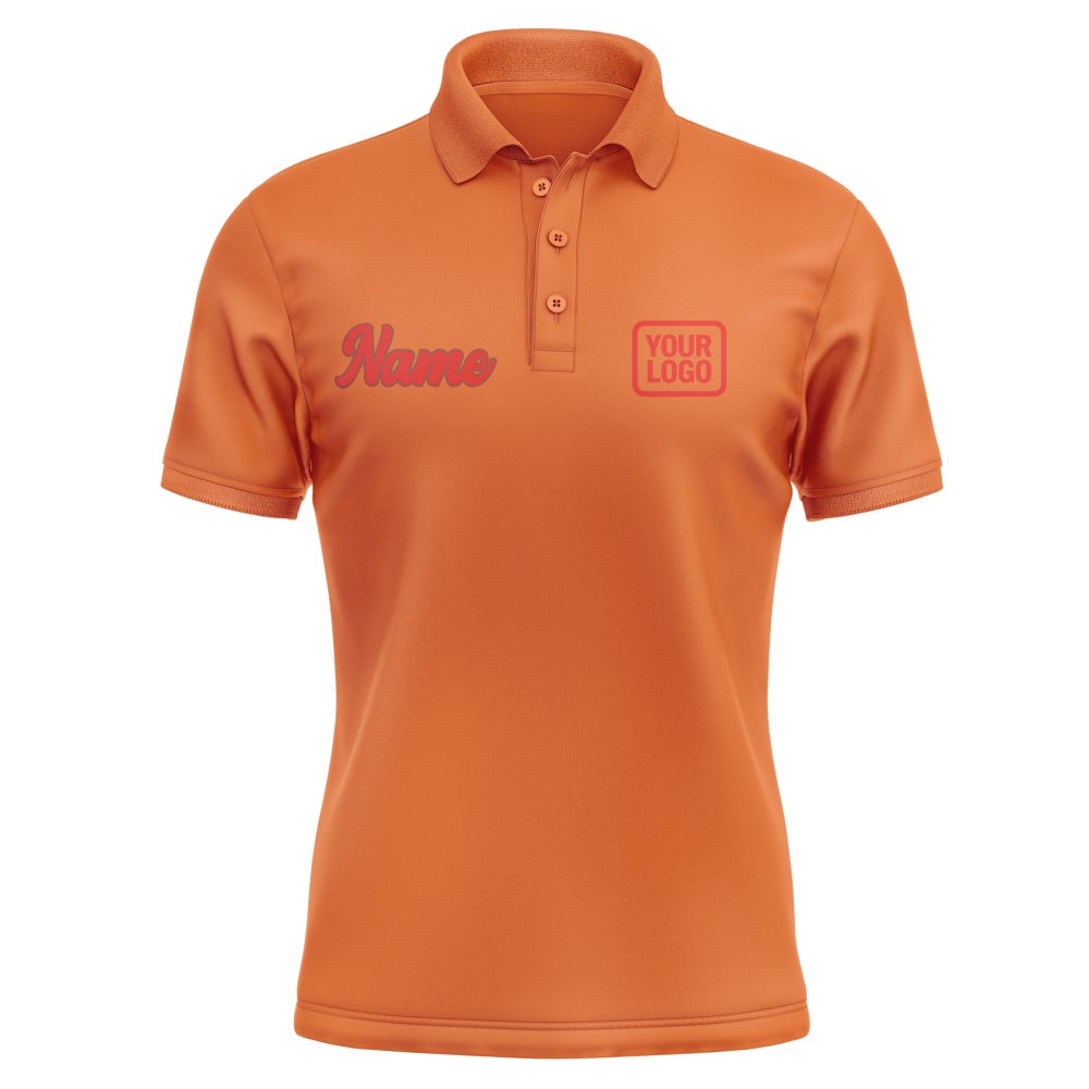Custom Orange Orange Red Short-Sleeve Polo Shirt
