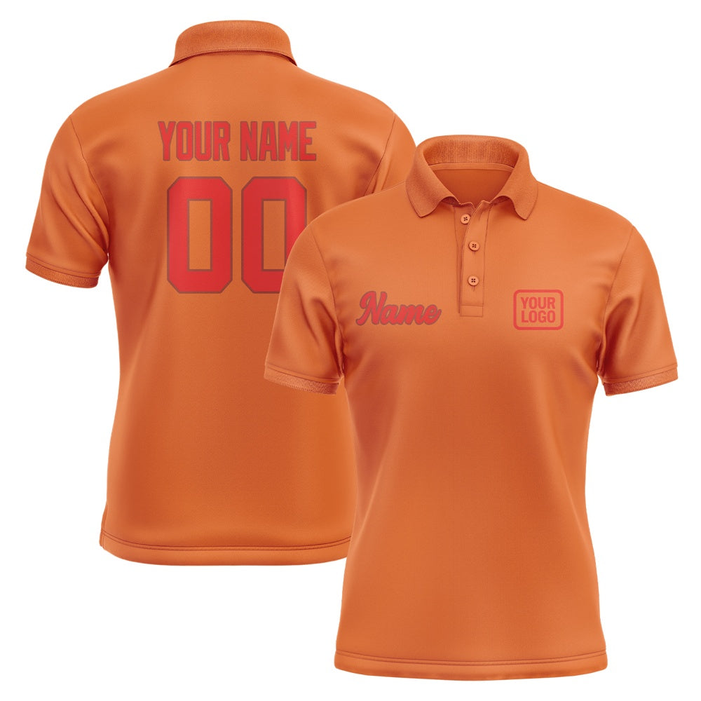 Custom Orange Orange Red Short-Sleeve Polo Shirt
