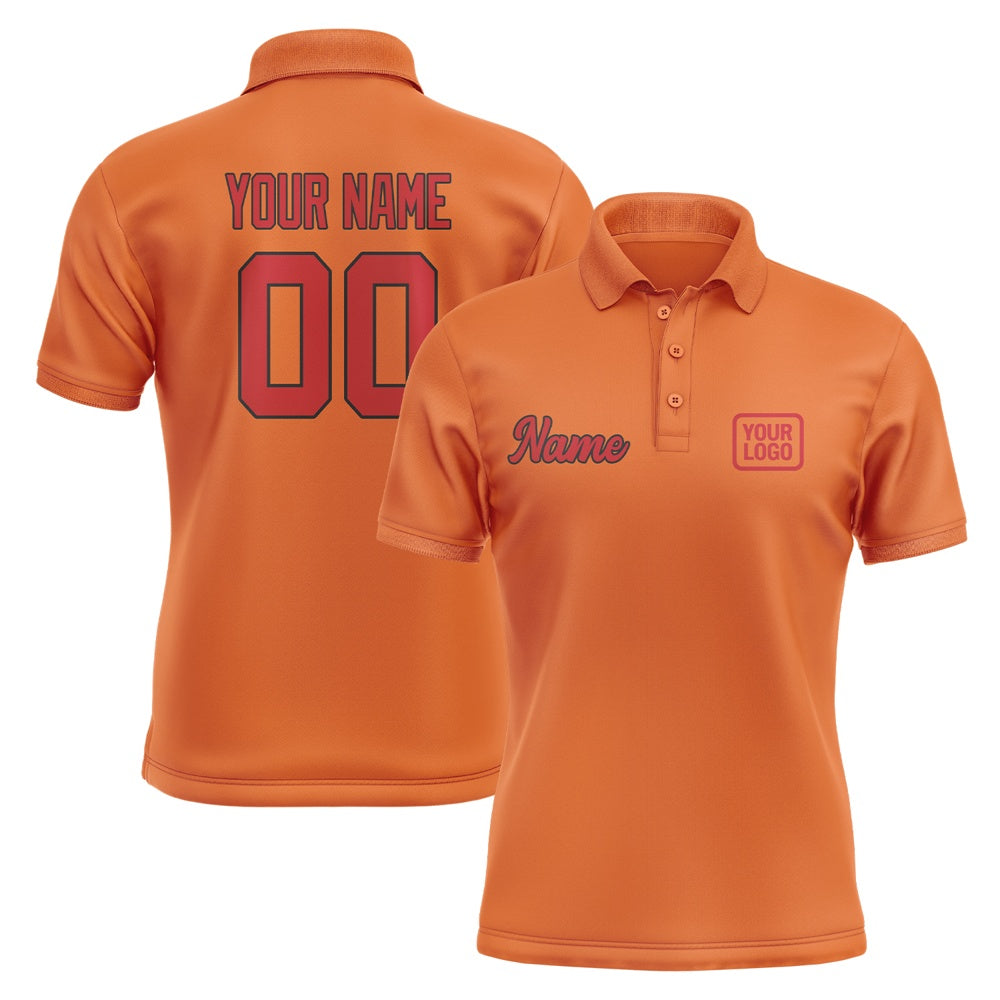 Custom Orange Red Short-Sleeve Polo Shirt