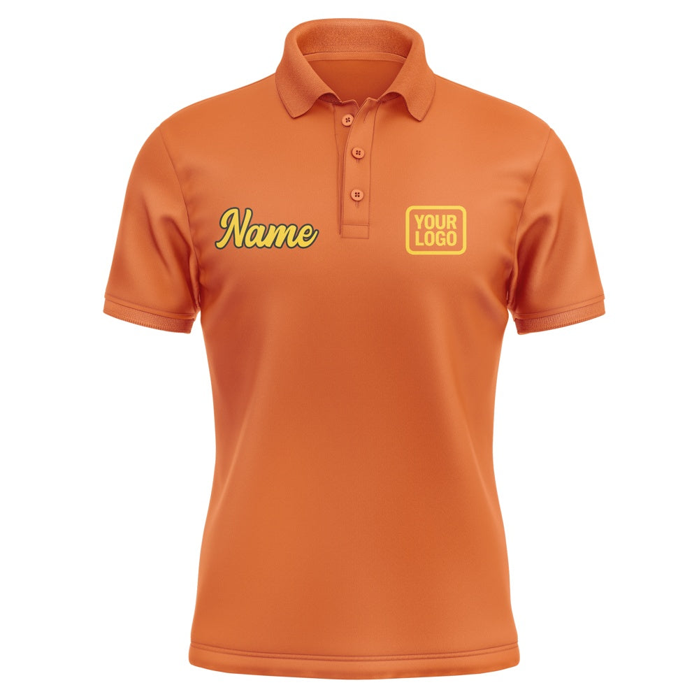 Custom Orange Gold Short-Sleeve Polo Shirt