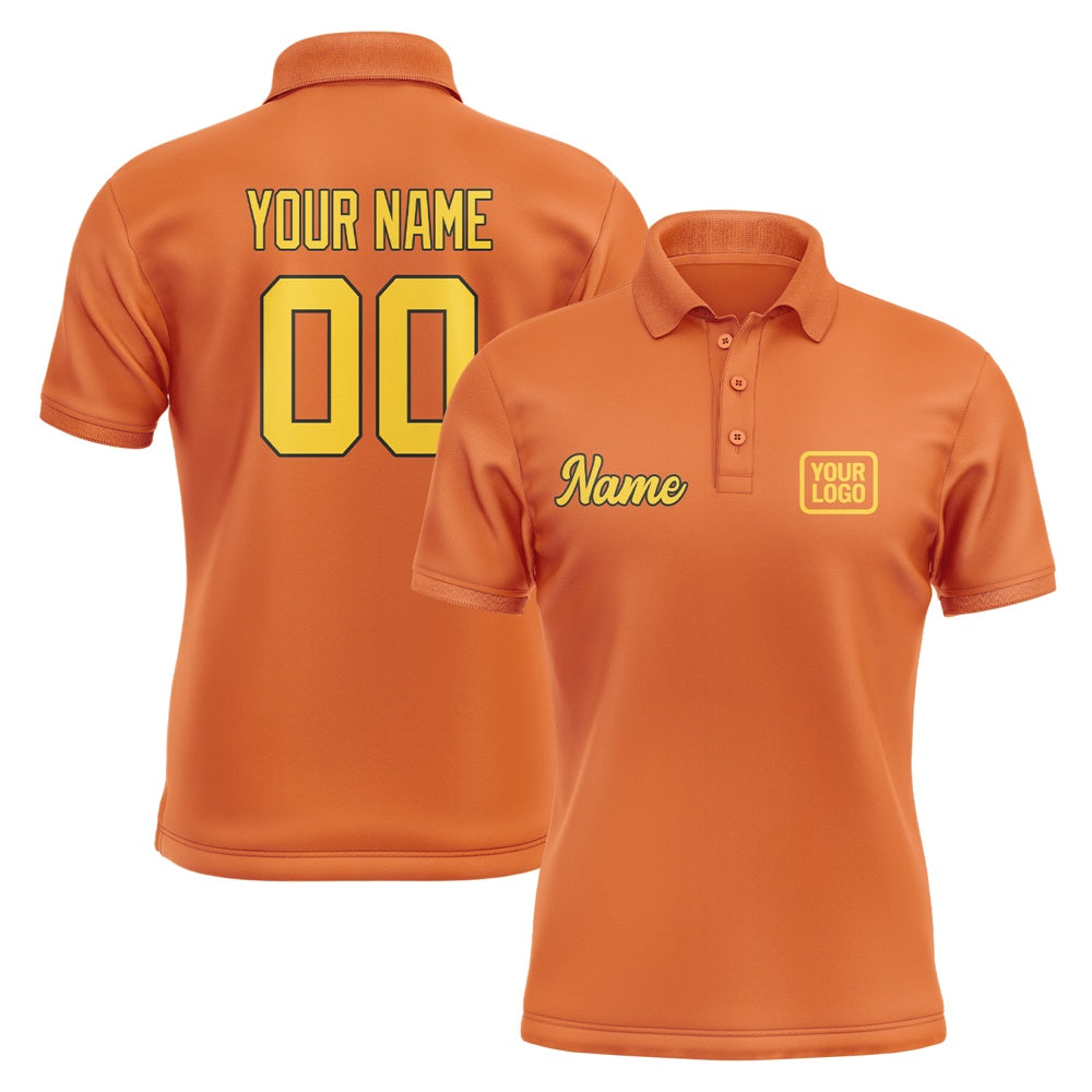 Custom Orange Gold Short-Sleeve Polo Shirt