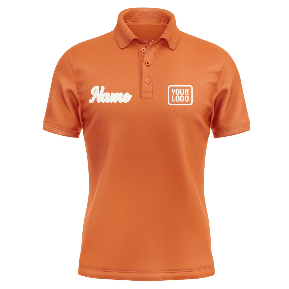 Custom Orange White Short-Sleeve Polo Shirt