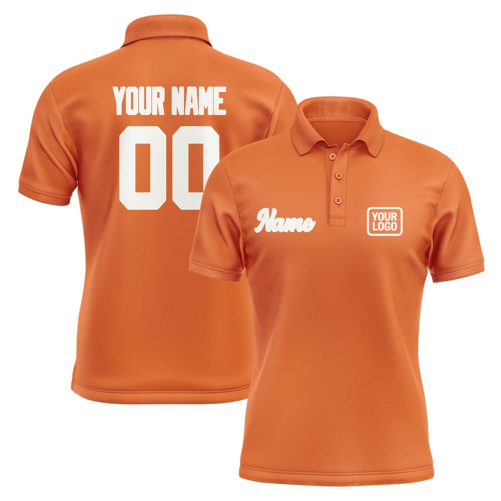 Custom Orange White Short-Sleeve Polo Shirt