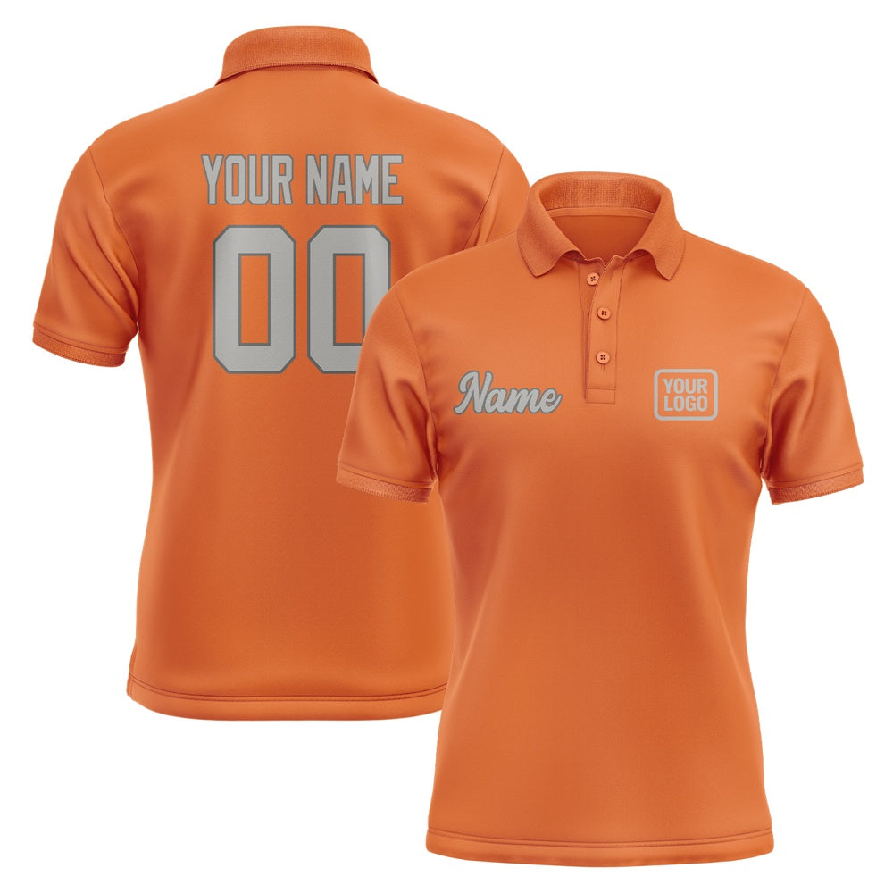 Custom Orange Gray Short-Sleeve Polo Shirt