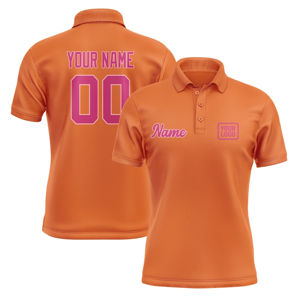 Custom Orange Pink Short-Sleeve Polo Shirt