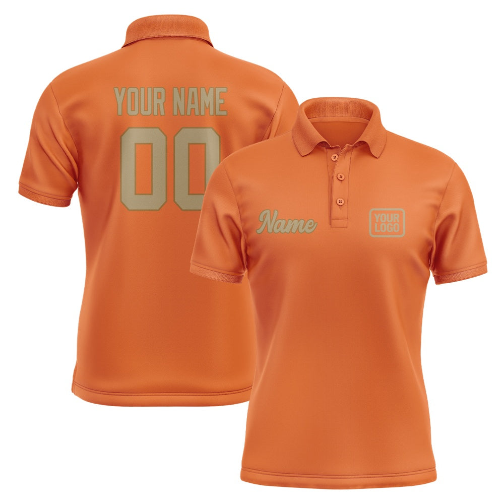 Custom Orange Light Khaki Short-Sleeve Polo Shirt