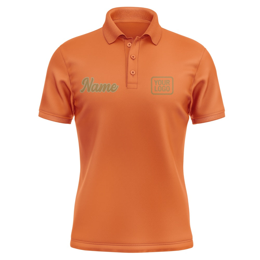 Custom Orange Khaki Short-Sleeve Polo Shirt