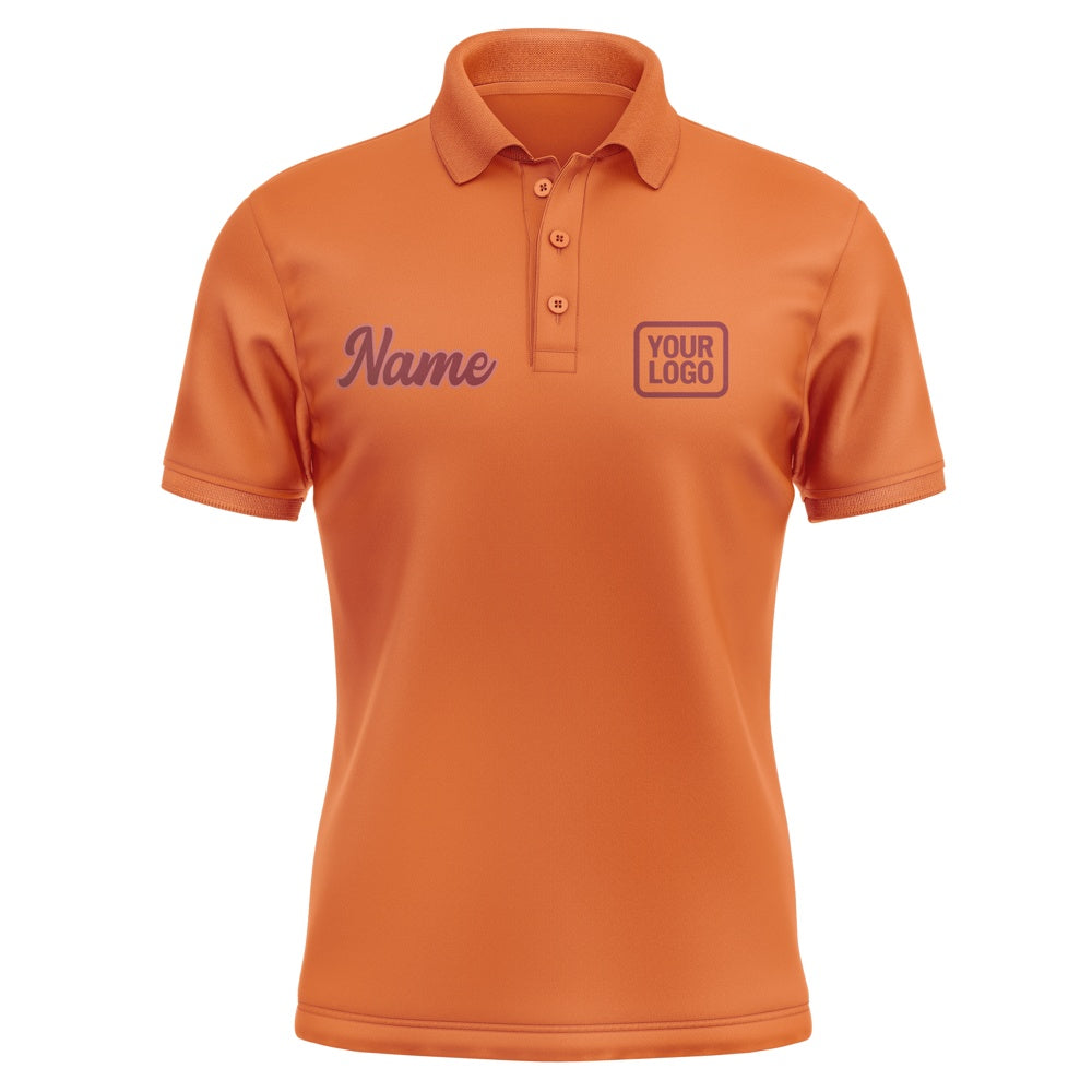 Custom Orange Crimson Red Short-Sleeve Polo Shirt