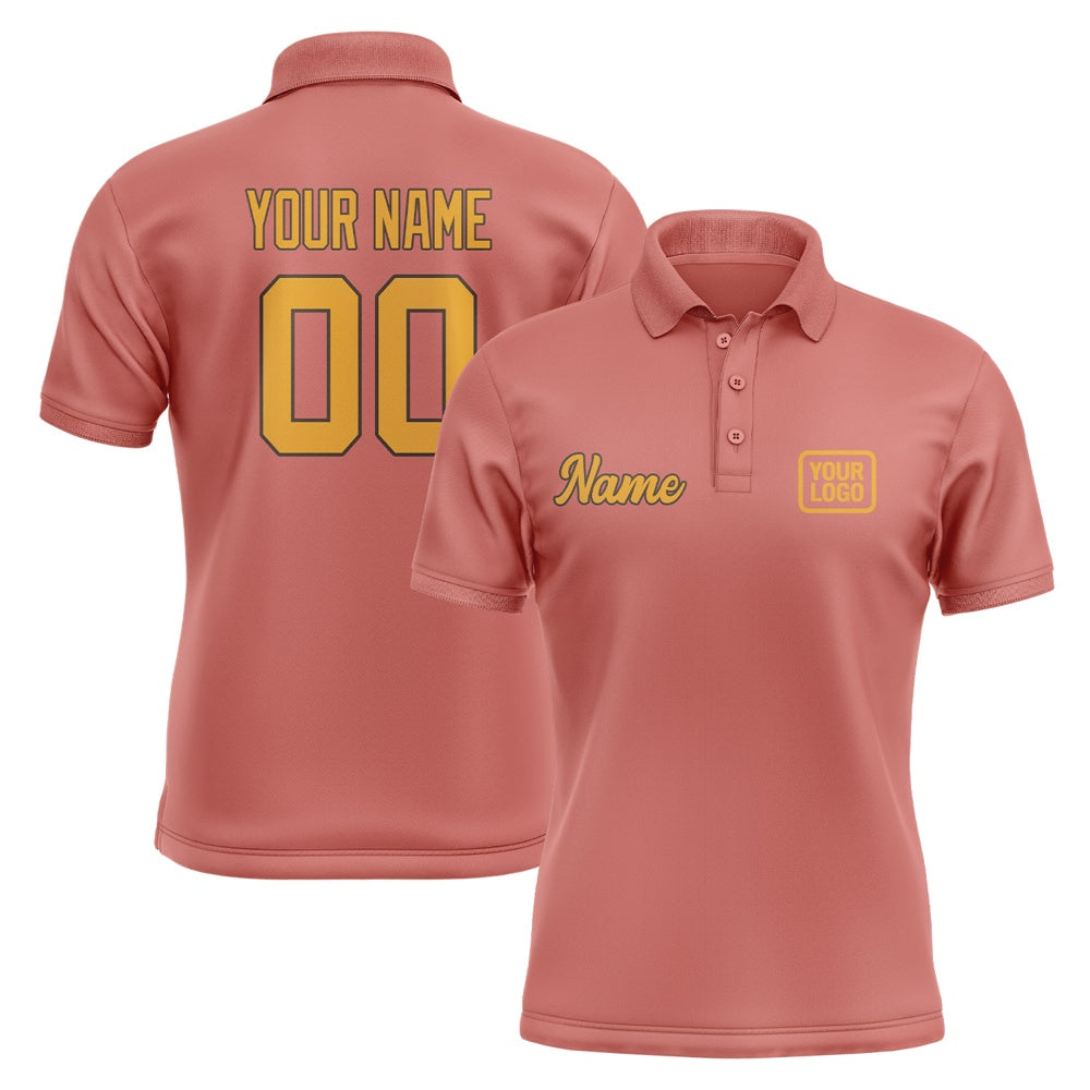 Custom Copper Rose Yellow Short-Sleeve Polo Shirt