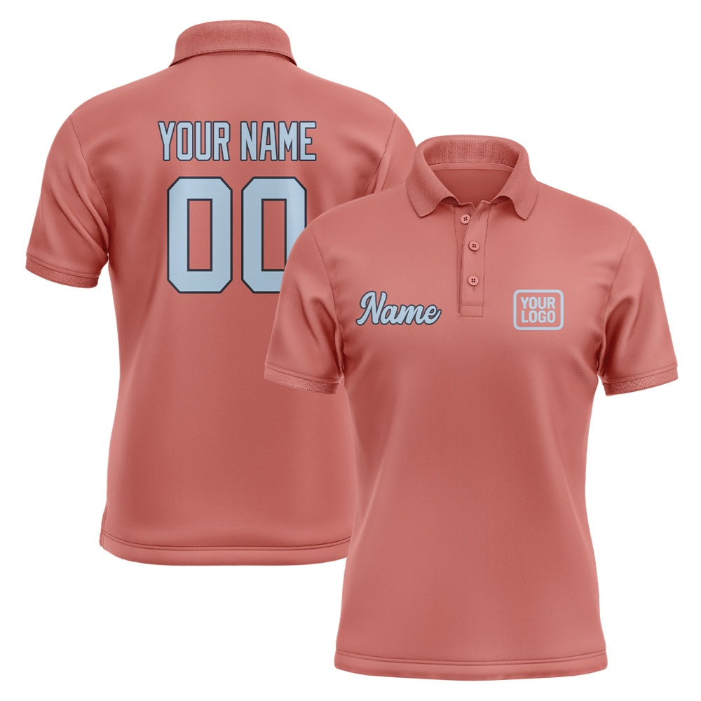 Custom Copper Rose Light Blue Short-Sleeve Polo Shirt