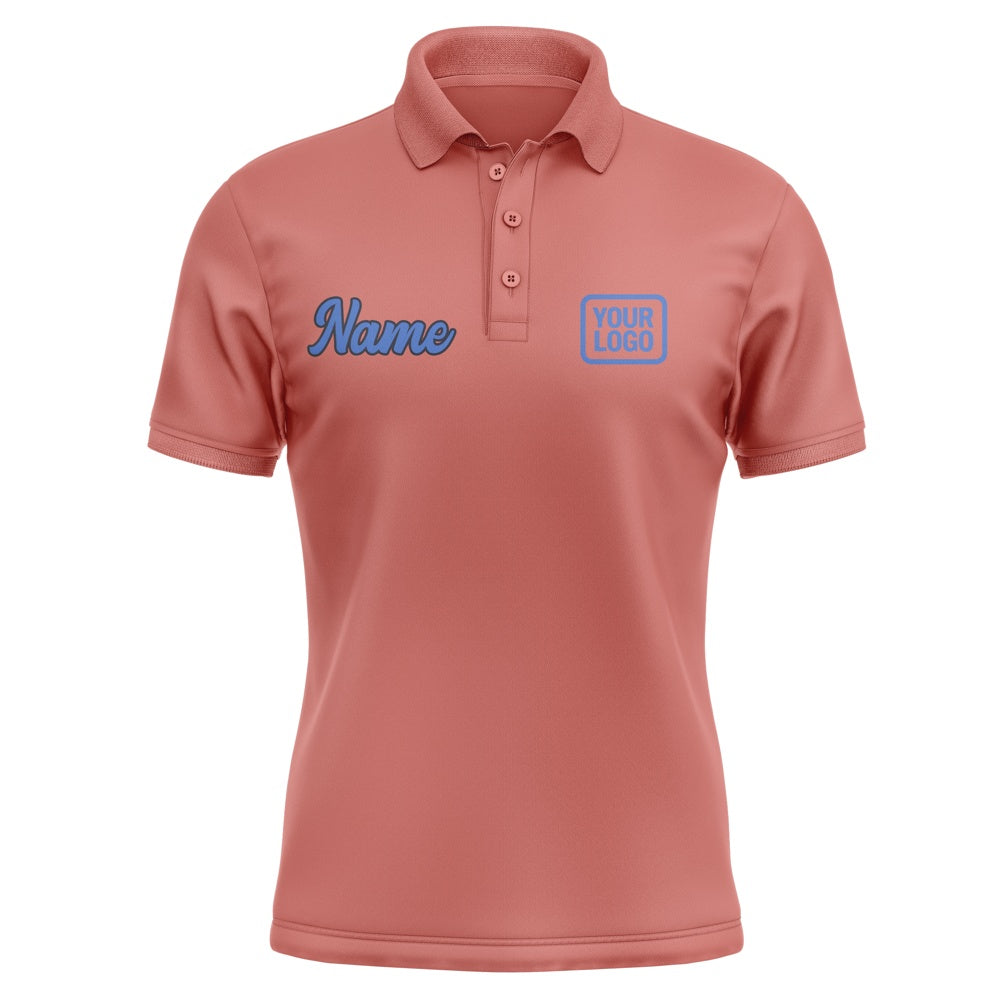Custom Copper Rose Sky Blue Short-Sleeve Polo Shirt