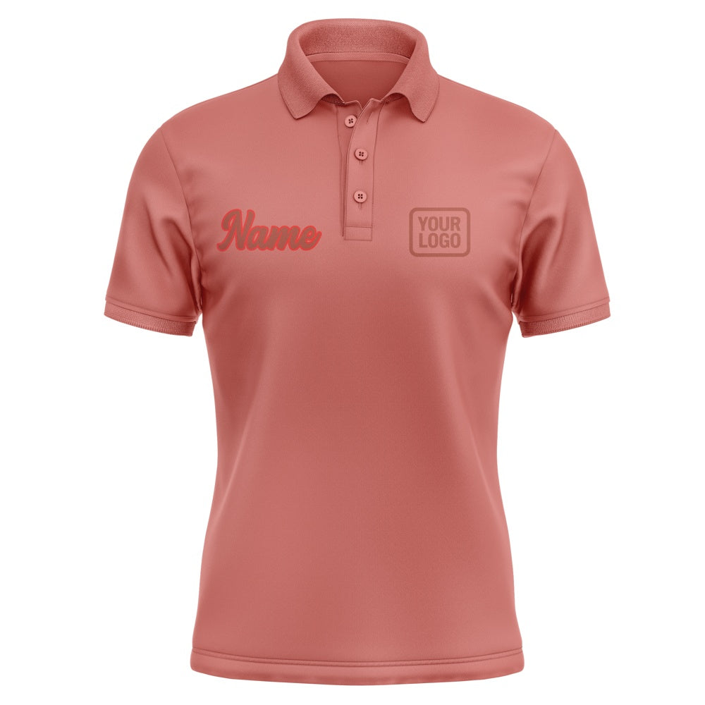 Custom Copper Rose Coral Red Short-Sleeve Polo Shirt