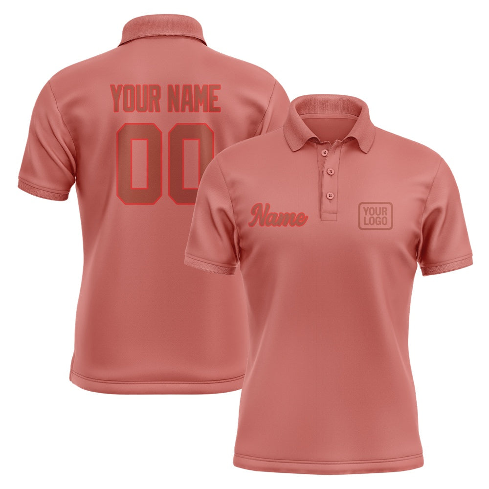 Custom Copper Rose Coral Red Short-Sleeve Polo Shirt