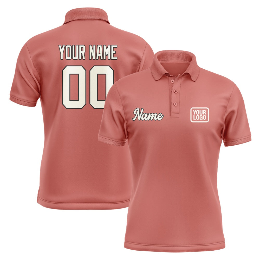 Custom Copper Rose Cream Short-Sleeve Polo Shirt