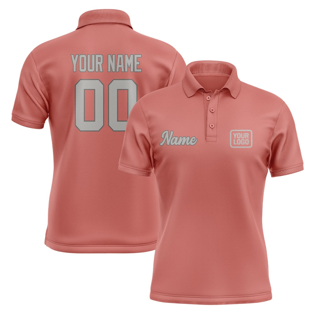Custom Copper Rose Gray Short-Sleeve Polo Shirt