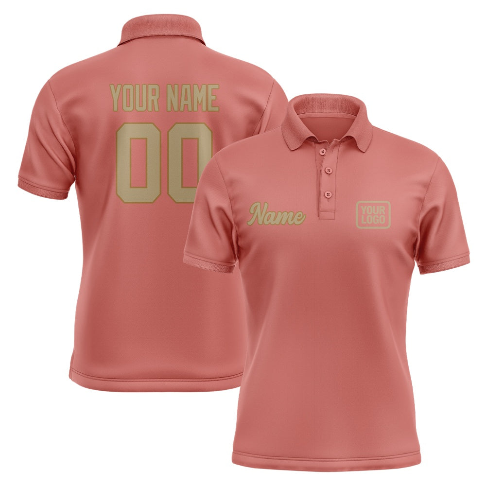 Custom Copper Rose Light Khaki Short-Sleeve Polo Shirt
