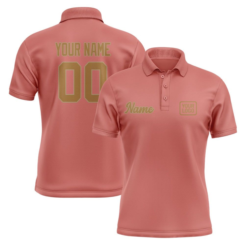 Custom Copper Rose Khaki Short-Sleeve Polo Shirt