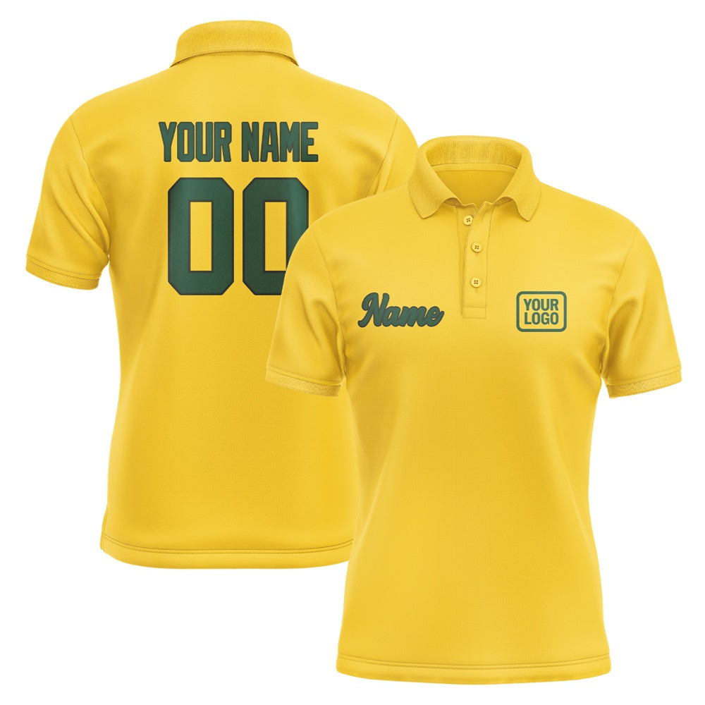 Custom Gold Green Short-Sleeve Polo Shirt
