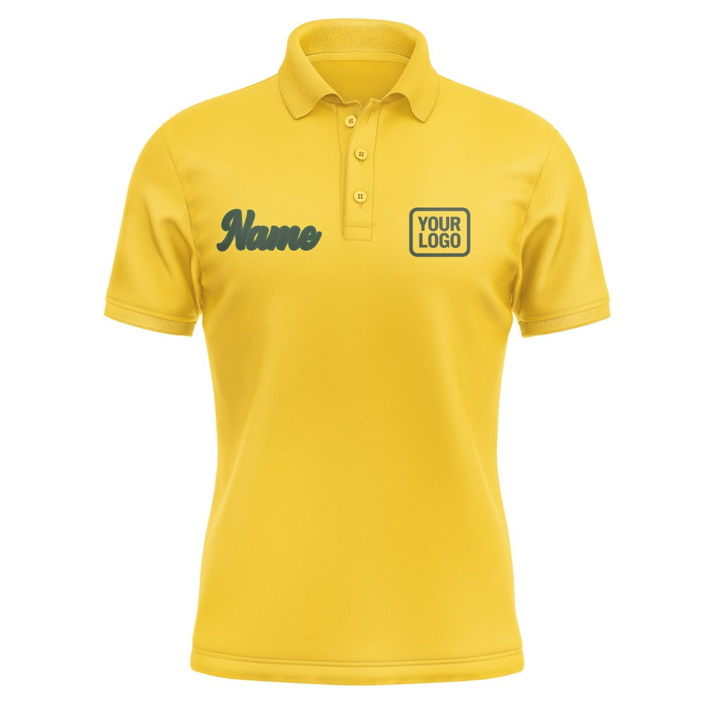 Custom Gold Dark Green Short-Sleeve Polo Shirt