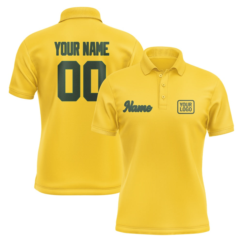 Custom Gold Dark Green Short-Sleeve Polo Shirt