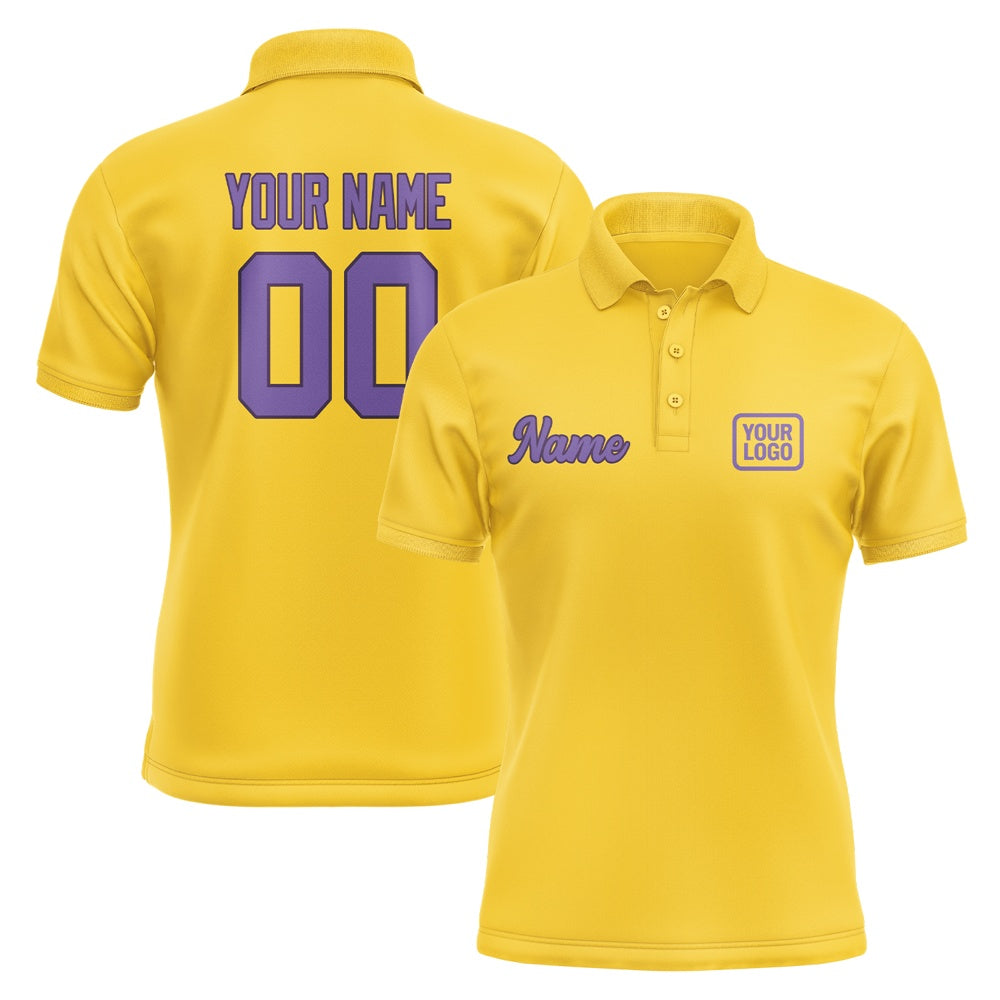 Custom Gold Light Purple Short-Sleeve Polo Shirt