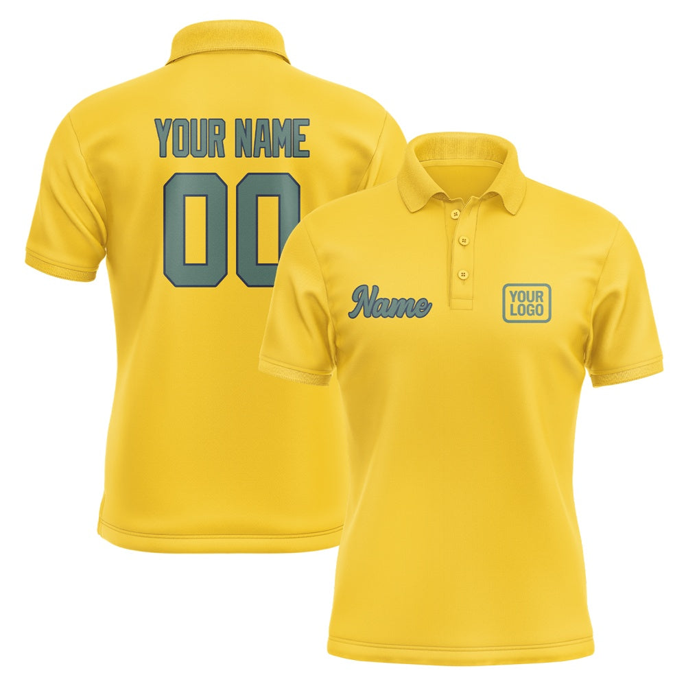 Custom Gold Blue Green Short-Sleeve Polo Shirt