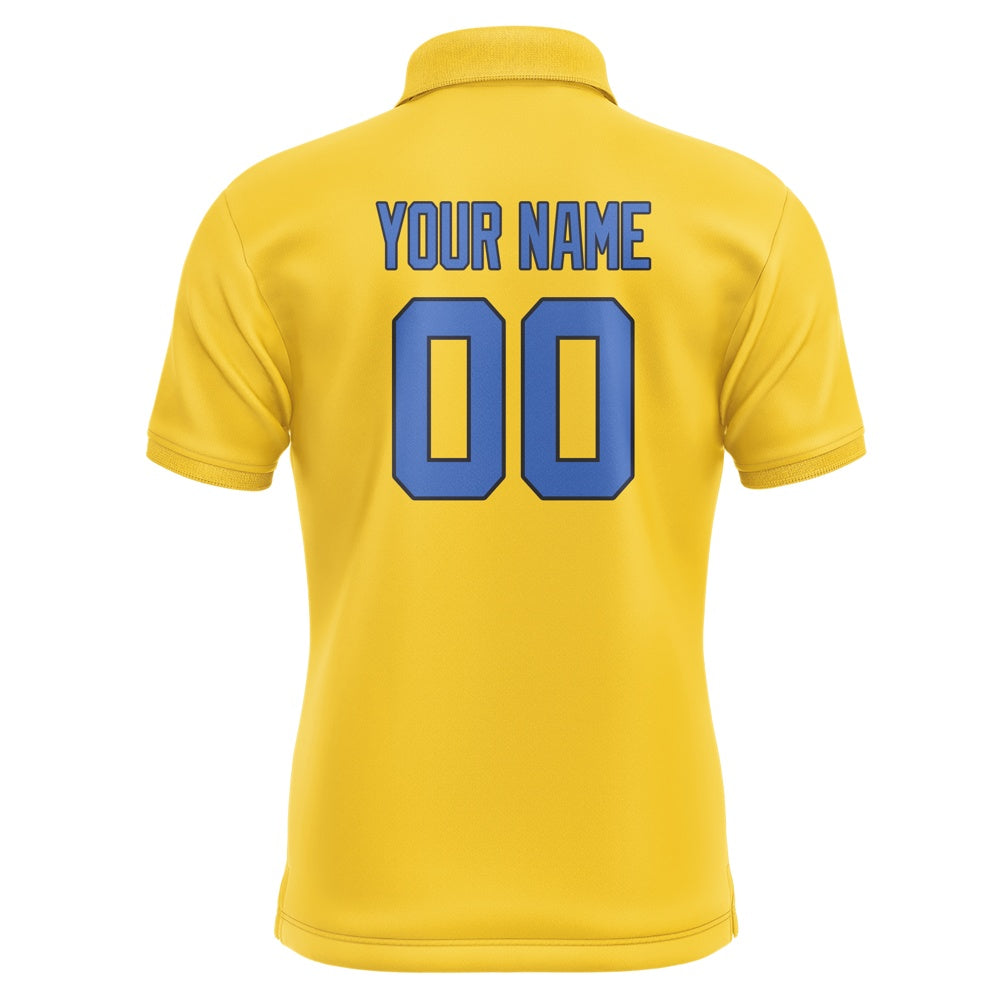 Custom Gold Sky Blue Short-Sleeve Polo Shirt