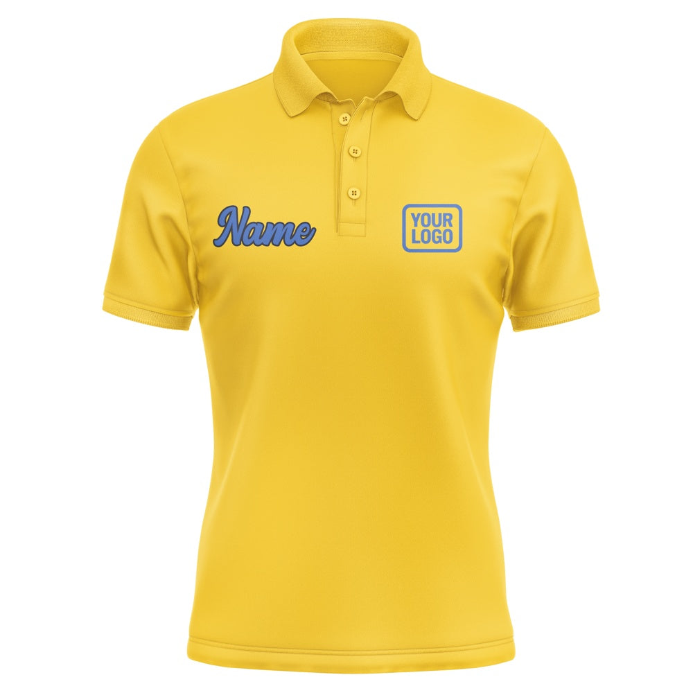 Custom Gold Sky Blue Short-Sleeve Polo Shirt