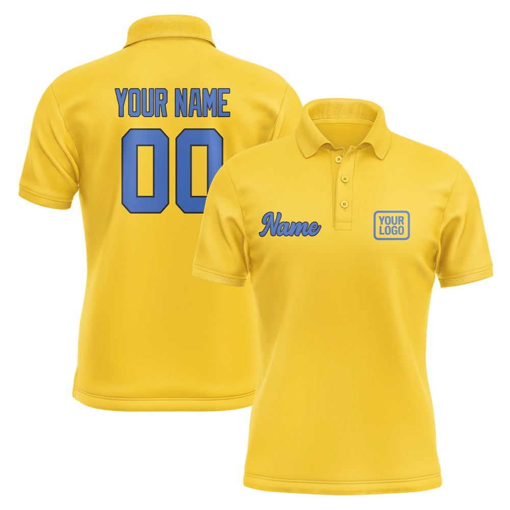 Custom Gold Sky Blue Short-Sleeve Polo Shirt