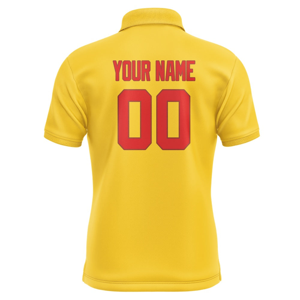 Custom Gold Orange Red Short-Sleeve Polo Shirt