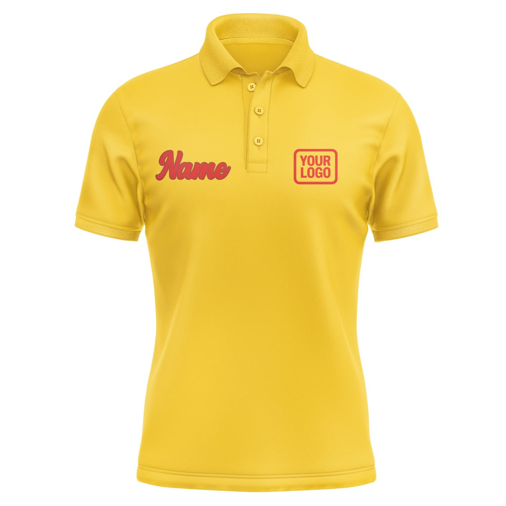 Custom Gold Orange Red Short-Sleeve Polo Shirt