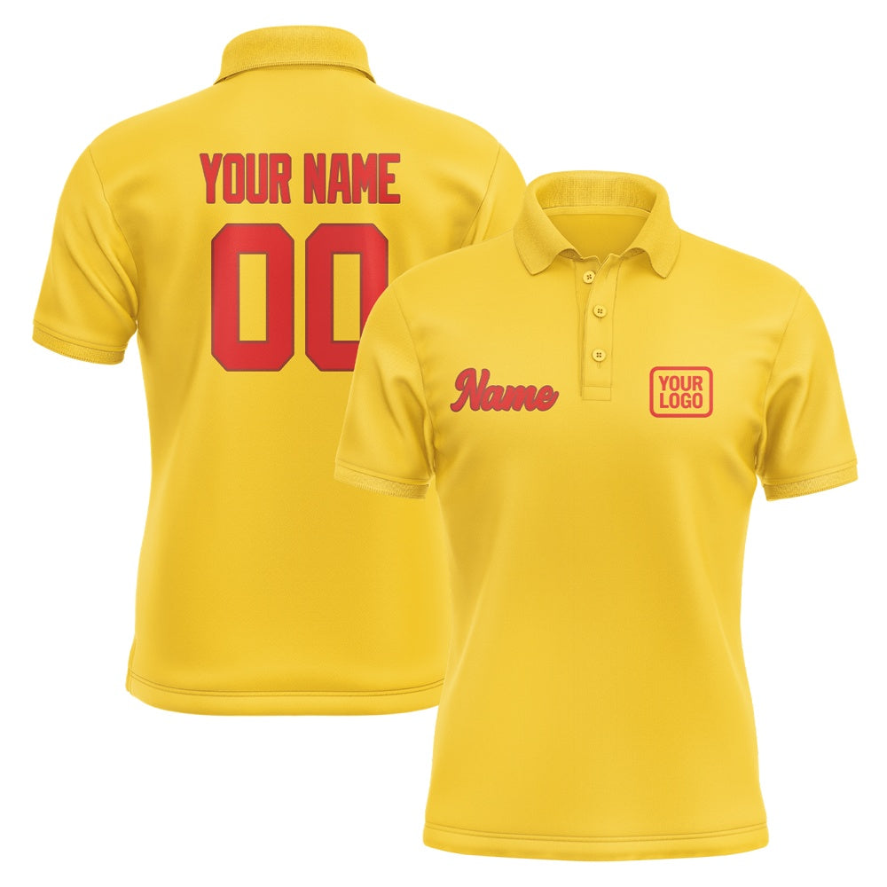 Custom Gold Orange Red Short-Sleeve Polo Shirt