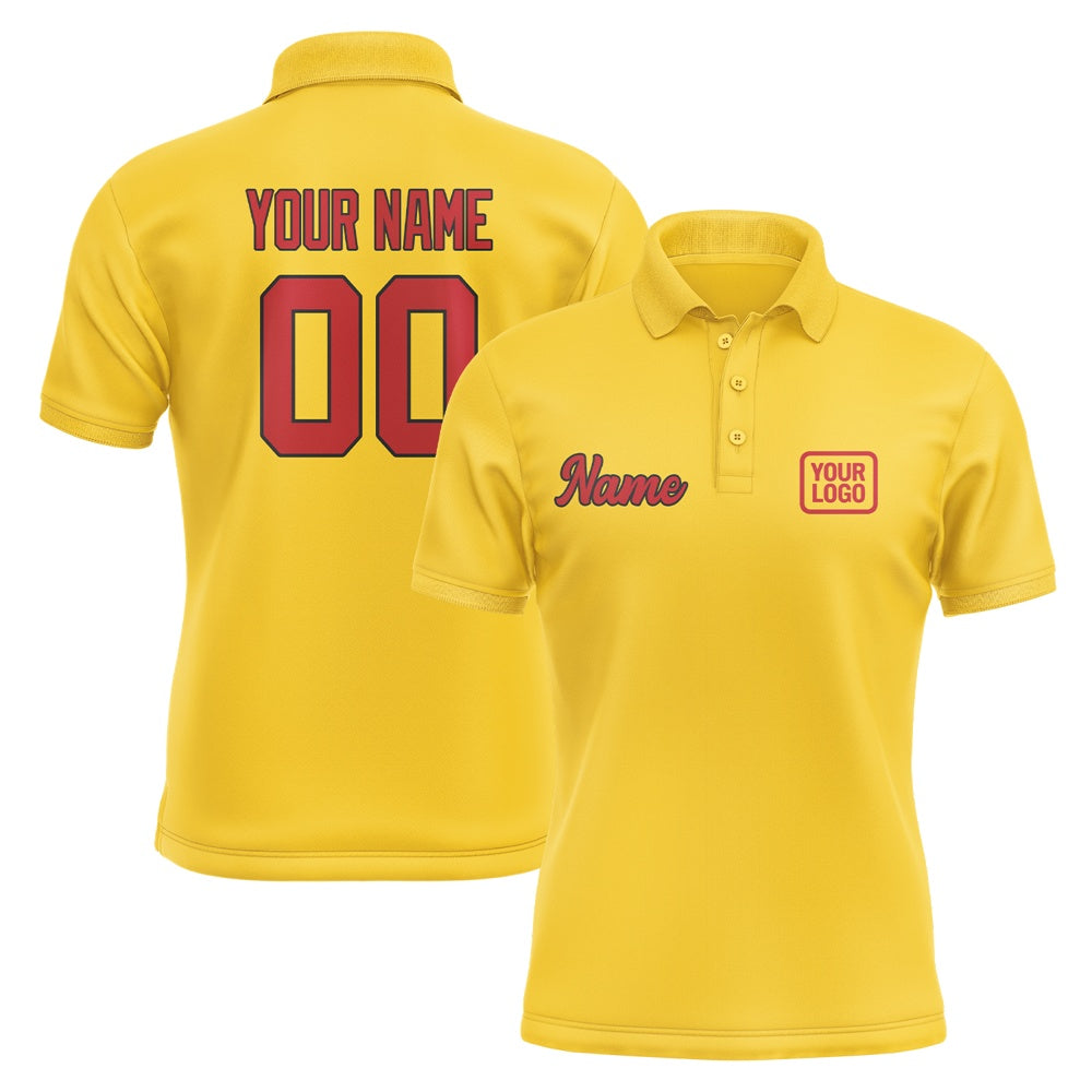 Custom Gold Red Short-Sleeve Polo Shirt