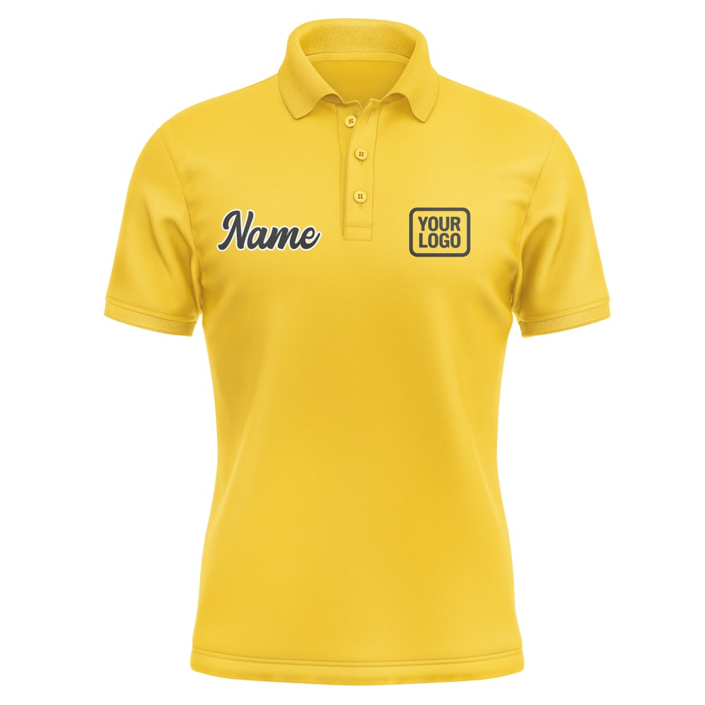 Custom Gold Black Short-Sleeve Polo Shirt