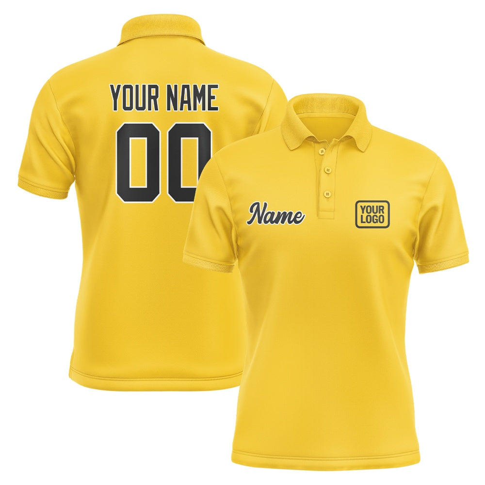 Custom Gold Black Short-Sleeve Polo Shirt