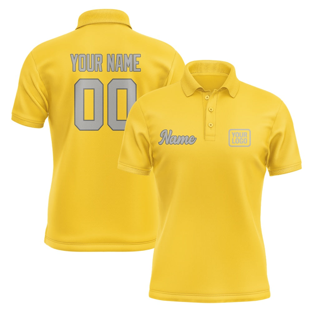 Custom Gold Gray Short-Sleeve Polo Shirt